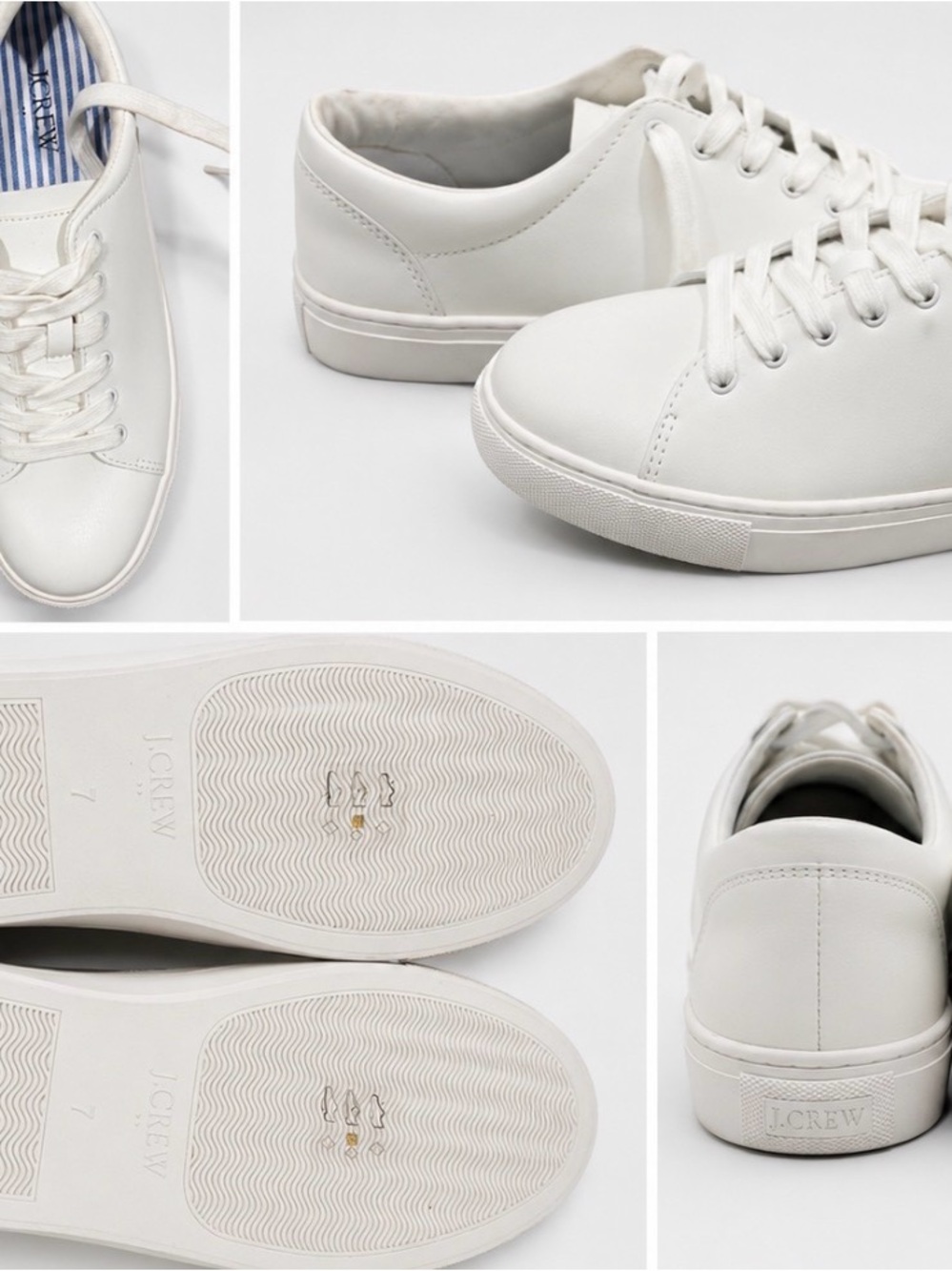 J. Crew Men's White Leather Low-Top Sneakers